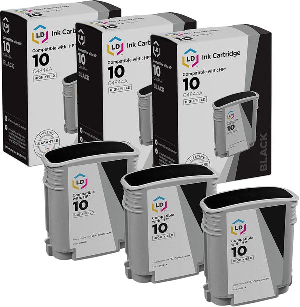 LD Products Remanufactured High Yield Ink Cartridge Replacement for HP 10 C4844A (Black, 3Pk)