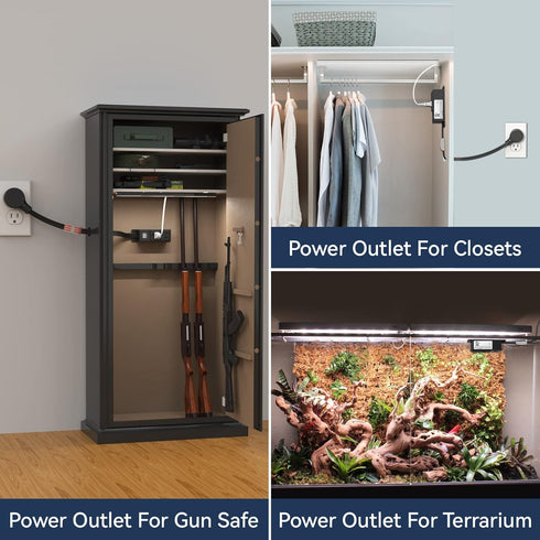 Kungfuking Gun Safe Accessory Electrical Power Outlet Kit, Hidden Outlet Gun Cabinet Accessories with USB, Mountable
