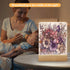 KNASNCHD Floral Design Pattern Night Light with Wood Base USB Interface Power Supply,Bedside Table Lamp Acrylic Home
