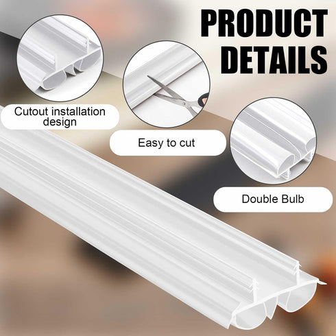 Pushglossy 2 36" 1-3/4" Pcs Double Bubble Kerf Door Sweep Wide Vinyl Weatherstrip Seal for Exterior Doors, Energy