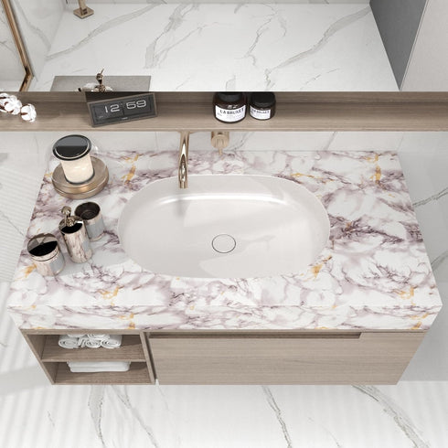 VIOPVERY White Marble Peel and Stick Wallpaper 15.7"x197" - Waterproof Self-Adhesive Contact Paper for Kitchen Desk and