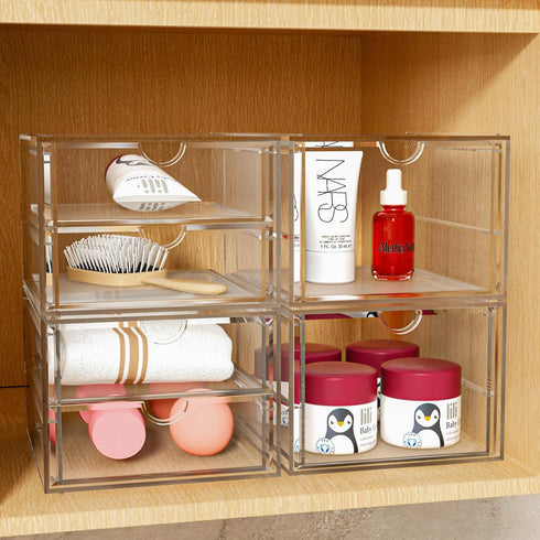 Versatile Acrylic Makeup Organizer, Transparent Desktop Storage for Cosmetics, Office Supplies & More, Clear