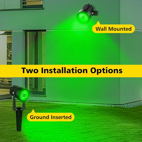 2-in-1 T-SUN Green Solar Spotlights, Outdoor Waterproof Solar Landscape Spotlights for Garden, Yard, Halloween