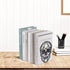 Moocci (1Pair) Black Skull Design Bookend Metal Book Ends, Heavy Duty Bookends for Shelves Desk, Skull Book Shelf