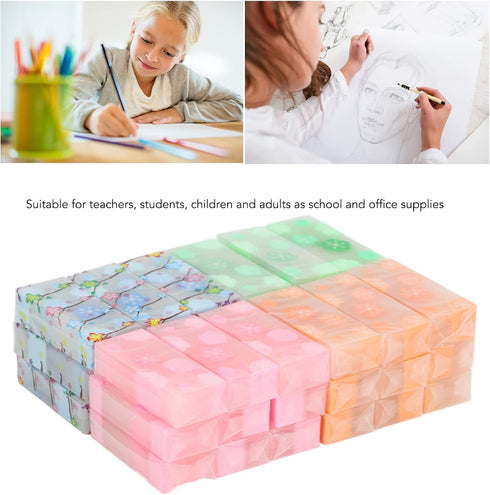 HEEPDD 36Pcs Kids Pencil Erasers, Pattern Correction Erasers for School Stationery, Party Reward for Students and