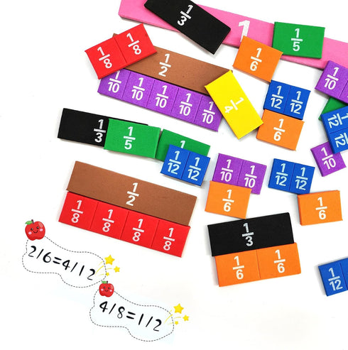 Set Plastic Rainbow Fraction Tiles, Rainbow Montessori Math Materials, Fraction for Math Classroom Fractions