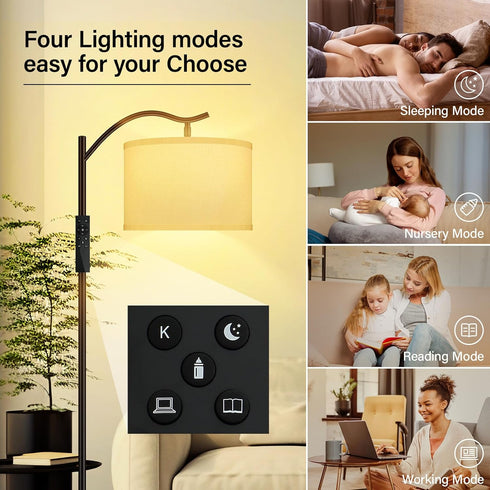 Dimmable 2700k-6500k,Modern BoostArea Floor Lamp for Living Room,Arc Floor Lamp with Remote Control,Stepless Brightness