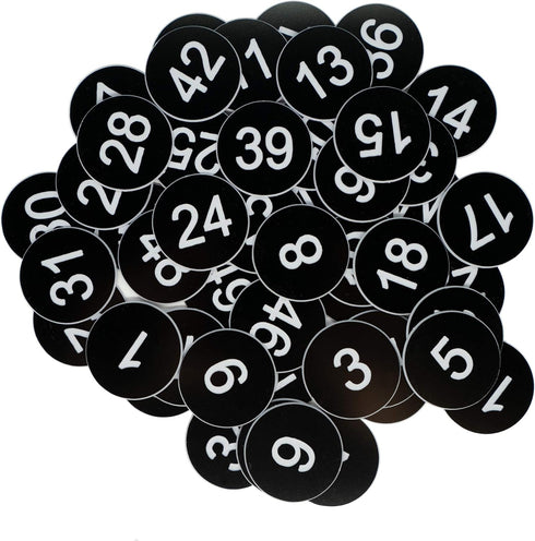 StayMax Engraved Plastic Number Tags Without Hole (1-50, Black)
