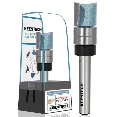 KEENTECH Router Bits 1/4" Shank, Flush Trim Router Bit, Top Bearing Carbide