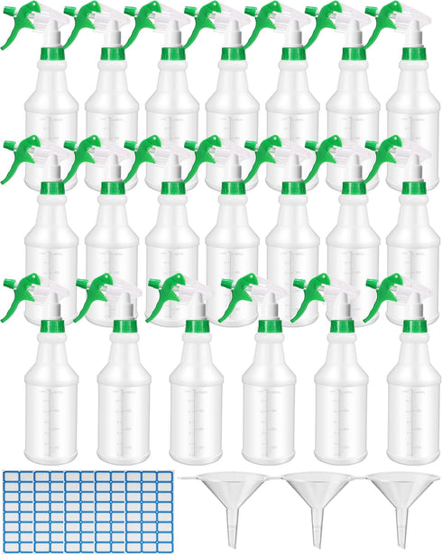 Eccliy 20 Pack 16 Oz Empty Spray Bottles with Measurements, Adjustable Nozzle, Leak Proof for Cleaning Solutions (Green)