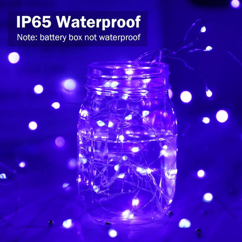 4 Pack 6.56ft 20LED Battery Operated LED UV Black Lights, UV Lamp Bead Flexible Blacklight Fixtures Purple Fairy String