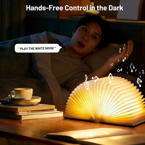 28 4-Color Dimmable Magic Book Night Light Offline Voice Control, Soothing Sounds & White Noise, LED, Rechargeable