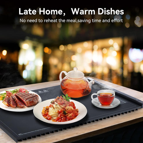 17 Setting, 3 10s, Countertop Food Warming Mat for food, Electric Warming Tray with Temp Hours Timer, Full-Surface Heat