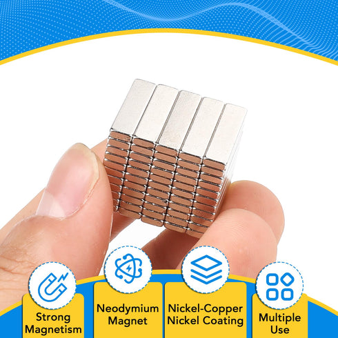 Small Strong Neodymium Magnets Bar, 55 Pcs, 0.79x0.2x0.08 inches, Powerful Rare Earth Magnet for Crafts, DIY, Office