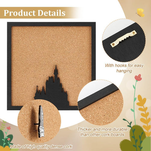 BENECREAT Square Pin Board Cork Board, 8x8inch Wall Mounted Display Board for Brooch Pin Storage Decor
