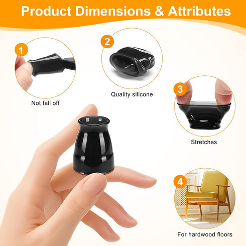 16 Pack CHUNZEXI Extra Small Chair Leg Floor Protectors for Hardwood Floors, Silicone Felt Covers Pads Caps, Protect