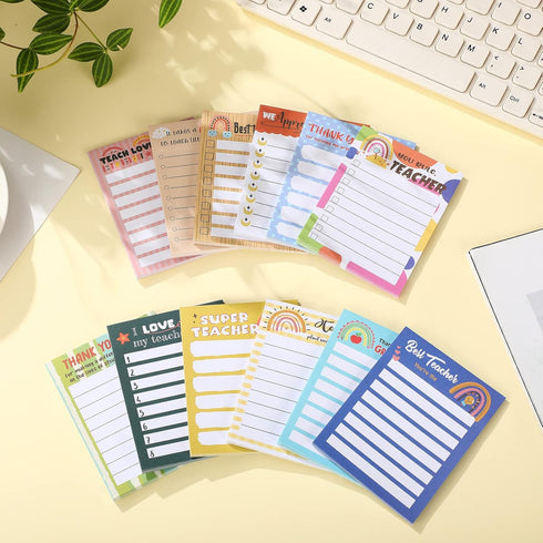 Teacher Notepad Sets, Lined Notepads To Do List Memo for Appreciation Present, 12 Pcs Rainbow Style