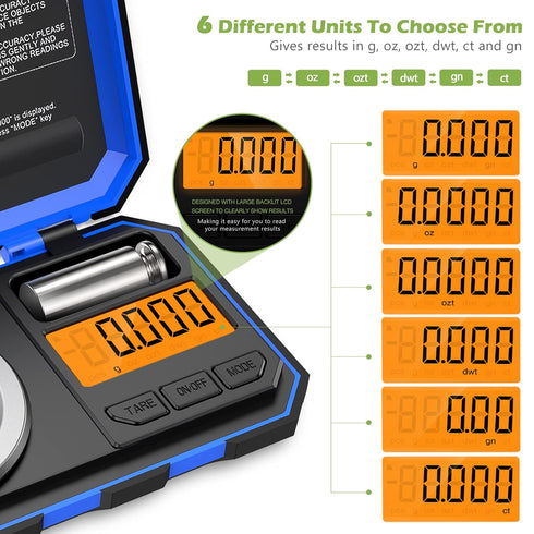 KeeKit Digital Pocket Scale: 50g 0.001g Professional Milligram Scale with Calibration Weight and LCD Display