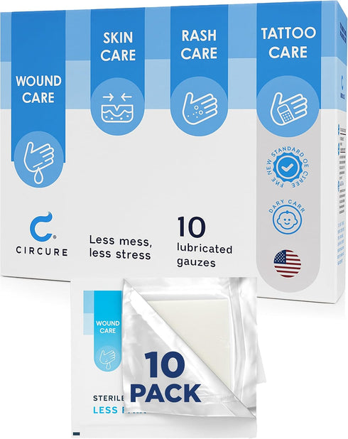 Circure Sterile Gauze Pads Pre-Lubricated Non Stick Gauze Pads with Petroleum Jelly