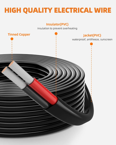 18 18 2 18/2 (50FT) CONEPY Gauge Wire, AWG Conductor Electrical Wire, Flexible/Oxygen-Free Tinned Copper/Stranded PVC