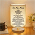 Dimmable To My Mom Mother Day Birthday Gifts - Engraved Table Lamp, Bedside Nightstand Lamp, Fabric Desk Lamp Shade