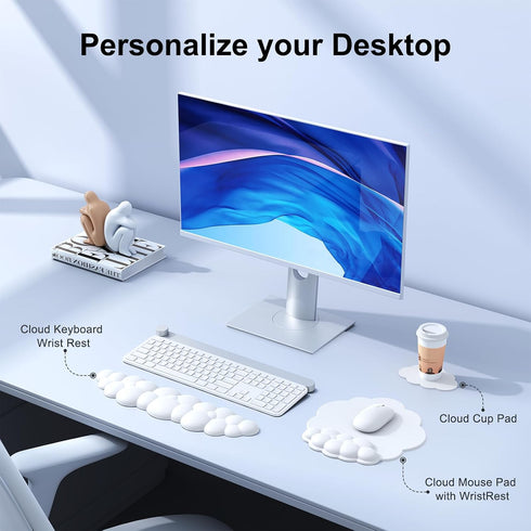 MOKURU Cloud Mouse Pad with Wrist Rest, Cloud Keyboard Wrist Rest, Mouse Pad Wrist Support, Ergonomic Keyboard Mouse