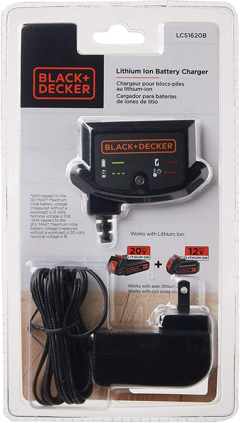 BLACK+DECKER 20V 12V 20V (LCS1620B) MAX Lithium Battery Charger, Compatible with and Battery, Battery Sold Separately