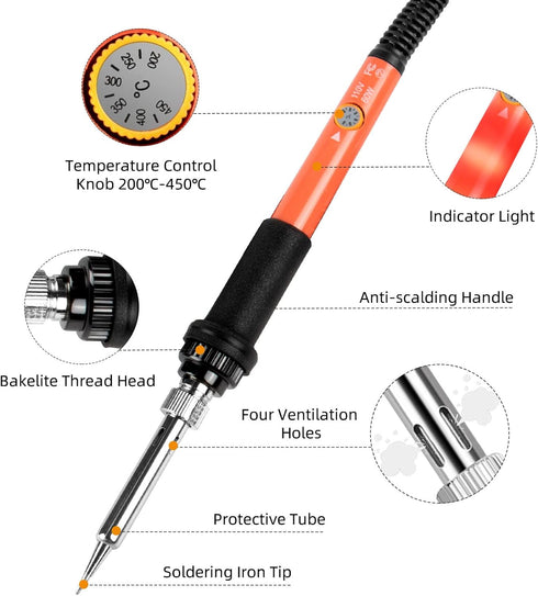 60W Adjustable Temperature Soldering Iron Pen for Welding Repair, Electric Repairing, Jewelry, DIY