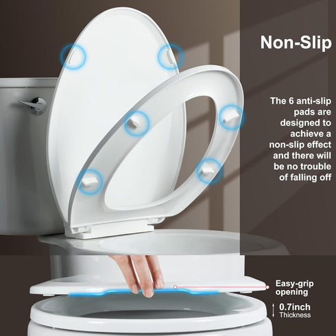 2-Pack Rust-Proof(18.5",Modern) Angol Shiold Elongated Toilet Seat Soft Close & Quick Release, White Plastic Toilet