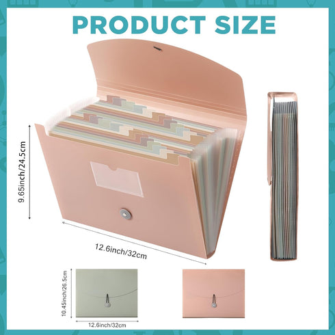 Harloon 2 Pack Expanding File Folder with 24 Pockets, Cover Labels, A4 Document Storage Organizer, Dark Green