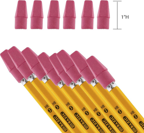 BAZIC Pink Eraser Top, Latex Free Pencil Tops, Arrowhead Caps Erasers for Student Art Drawing, 50/Pack, 2-Packs