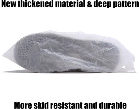 X-Large Disposable Shoe Covers 100Pcs, Waterproof Boot Cover, Dust Proof Non-slip CPE Protectors, White, One Size
