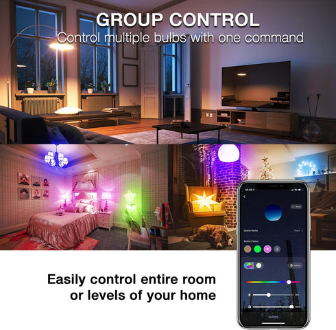 Bulbs, Bulb, Bulbs, Bulb A19 9W 800LM, Bulbs 2.4Ghz Required,4 Pack DAYBETTER Smart Light Alexa Light WiFi Light RGBCW