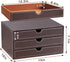 PU Leather Desk Organizer with 3 Drawers, Executive Office Supplies Desktop Filing A4 File Cabinet for Jewelry, Bill,