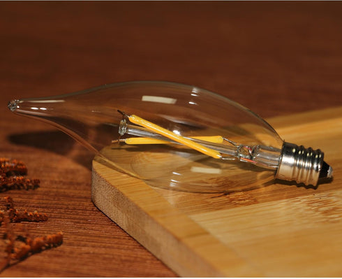 12 Pack E12 Bulb 20 2W 2700K Bulbs, CA10 C32 Bulbs Candelabra LED Watt Equivalent, Clear Soft Warm White Light Flame