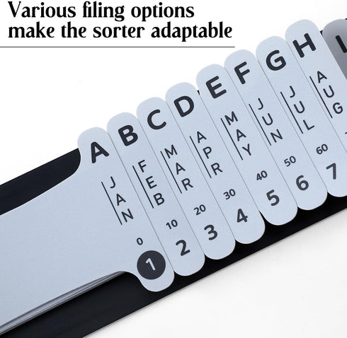 PerKoop Plastic Document Sorter - Alphabetical File Organizer, Compact Upright Space Saving Paper Organizer for Office,