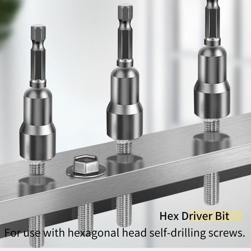 5/16'' Nut Driver Bit, Hex Magnetic Power 8mm 5/16 IN Socket Adapter for Power Tools - 10PCS