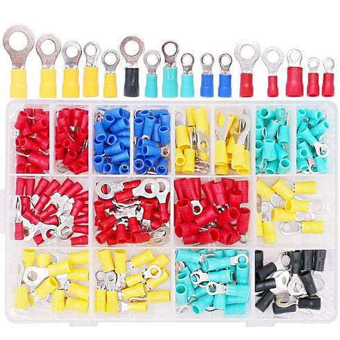 Hilitchi 160-Pcs Assorted 22-10 AWG Insulated Ring Wire Crimp Connector Terminals Assortment Kit