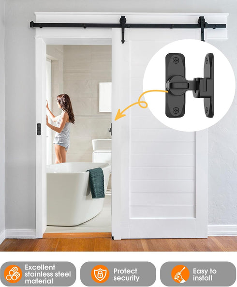 90/180 Degree Barn Door Lock, Small Flip Gate Latches Hardware, Sliding Door Latch Lock for Cabinets, Black