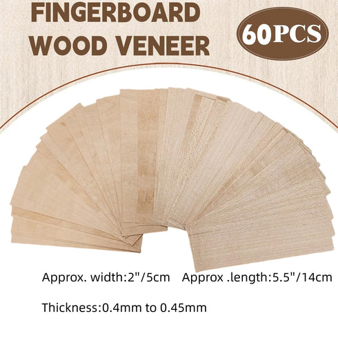 60 Pack,35 25 5.5" x2",Pre Maple Fingerboard Wood Veneer Vertical Cross,Size Cut for Fingerboard Deck DIY Marquetry