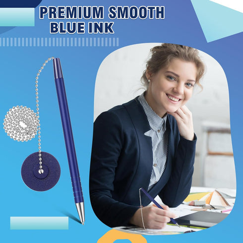 Secure Pen with Adhesive Chain and Blue Ink Holder, 20 Pieces Home Office Supplies