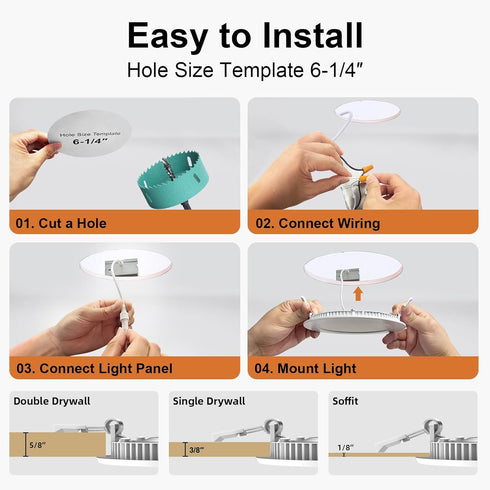 6 Inch, 12W 1080LM Dimmable 4 Pack Smart LED Recessed Ceiling Soffit Lights Canless Recessed Lights with and RGB+CCT