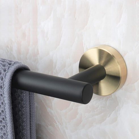 NearMoon Bathroom Towel Bar, 1 Pack Wall Mounted Towel Holder, Matte Black & Gold, 9 Inch Thicken Stainless Steel