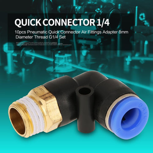 10pcs Pneumatic Elbow Quick Connector - Air Fittings Adapter Push to Connect Tube Fitting 8mm Diameter