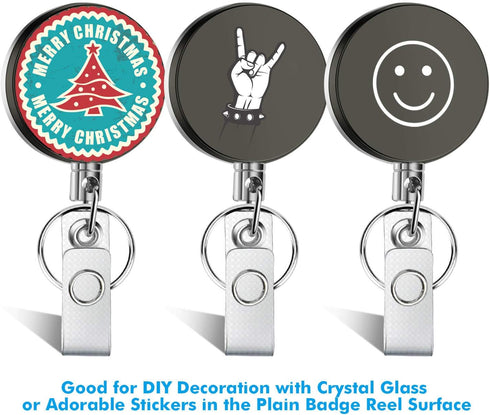 Selizo 4 Pieces Heavy Duty Retractable Badge Holder ID Badge Reel with Keychain Ring Clip