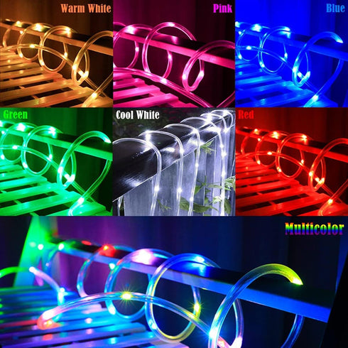 Solar Rope Lights Outdoor String Lights, 16.5 Ft 50 LED Tube Light Waterproof Copper Wire Fairy Lights for Garden Fence Yard Christmas Wedding Party (Blue) by RUICHEN