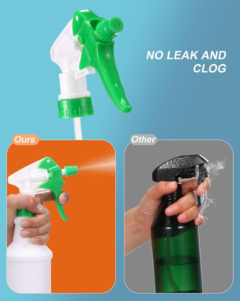 Eccliy 20 Pack 16 Oz Empty Spray Bottles with Measurements, Adjustable Nozzle, Leak Proof for Cleaning Solutions (Green)