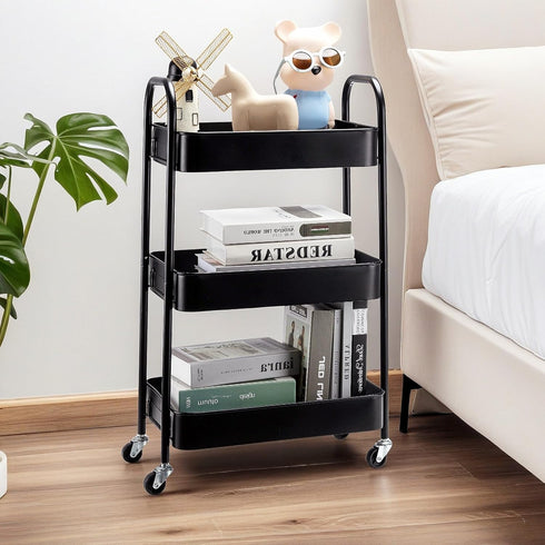 SETTFRFE 3 Kitchen,Dorm,Bathroom,Classroom,17" 12" 29" Tier Metal Rolling Cart with Wheels,Storage Organizer for D x W