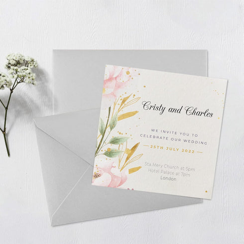 Granhoolm 50 Pack A7 Invitation Envelopes, 5x7 V Flag 5.25 x 7.25 for Cards, Ideal for Weddings, Parties (Silver Pearl)