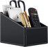 Fashionable Black PU Leather TV Remote Control Holder, 3 Compartments Storage Rack for Desk Organizers